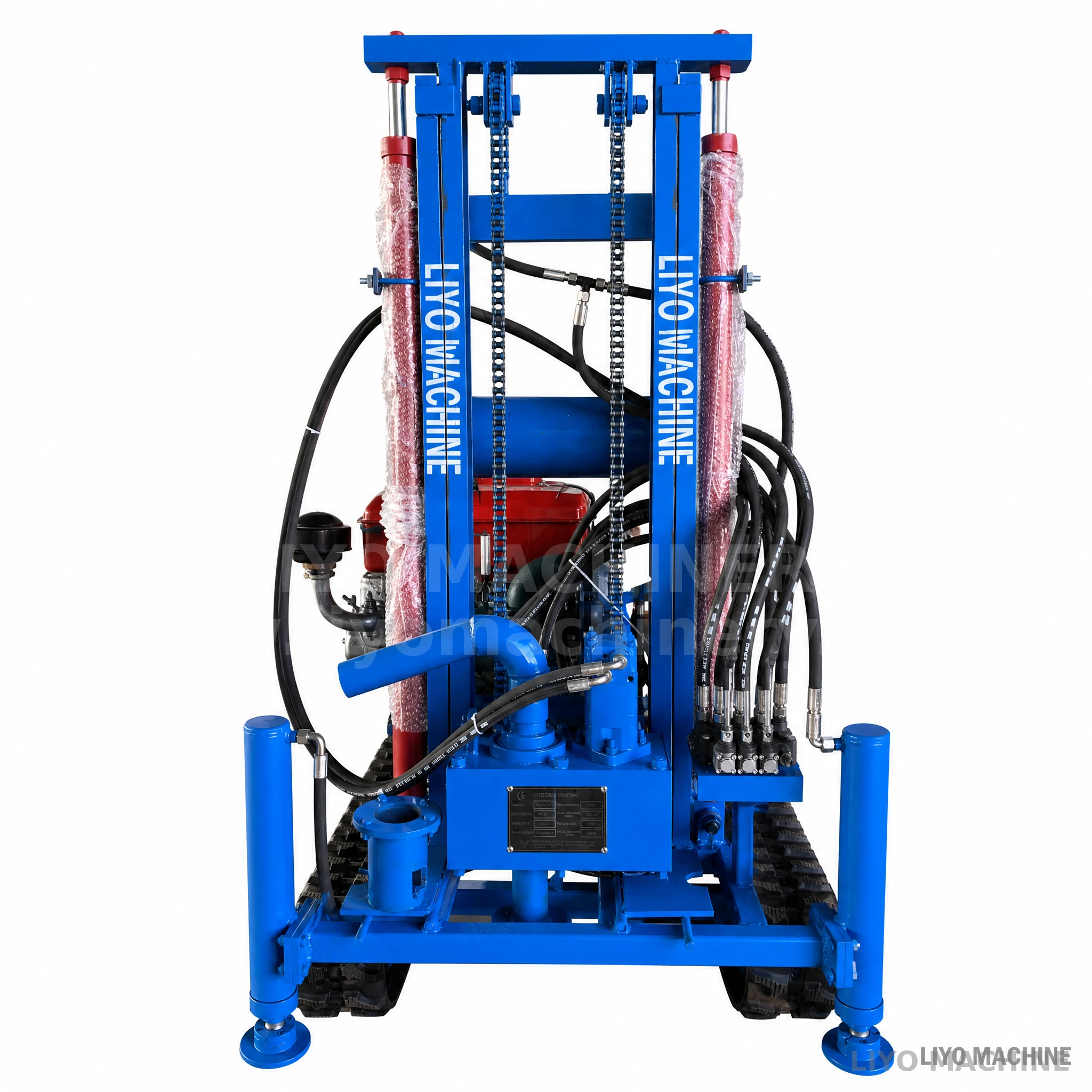 LYC-200M dual hydraulic systems and drilling head front view