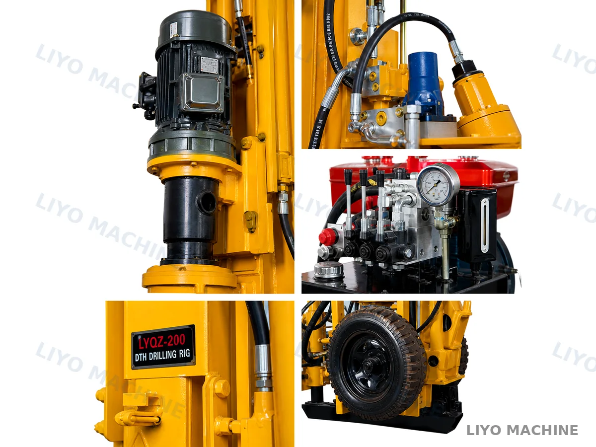 LYQZ-200 rotation head and hydraulic valve detail