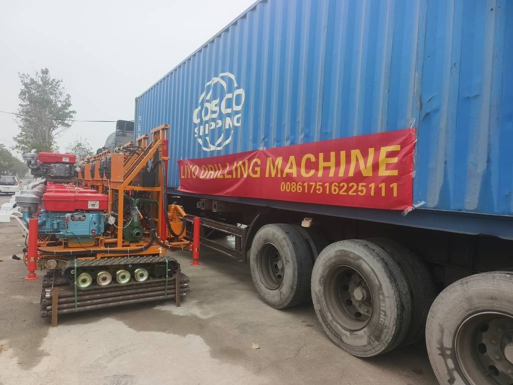 LIYO drilling machine prepared beside COSCO container